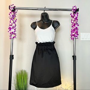 H&M Black Paper Bag Waist Ruffled Pocket Belt Hoop Pencil Skirt 2